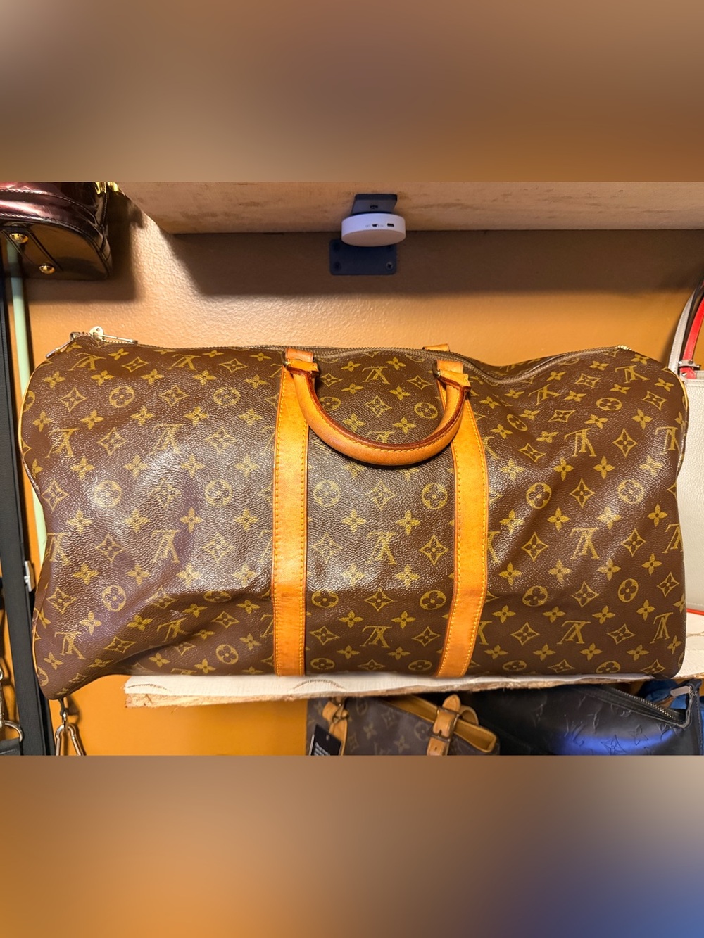 Louis Vuitton Keepall 55 Brown Monogram Duffel Canvas w/ Tan Leather Trim